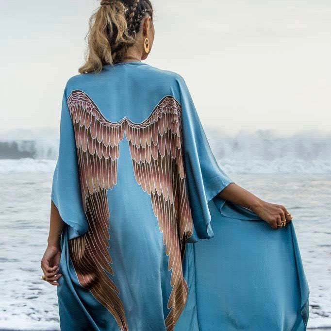 Archangel Gabriel Kimono - Ice Blue Silk