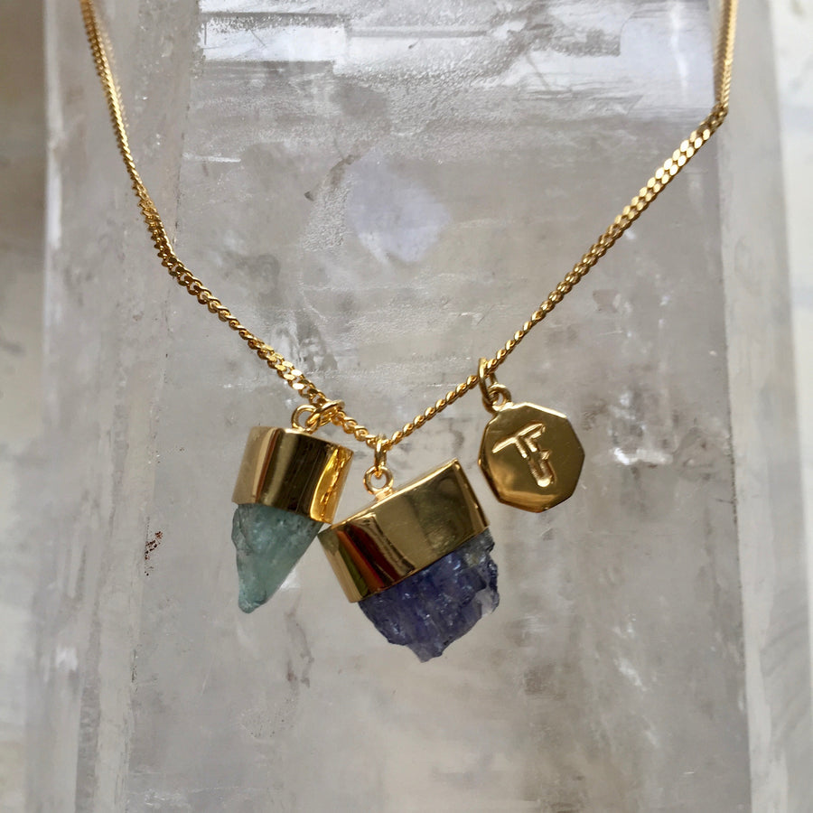 Crystal Powers Charm Necklace - Aquamarine & Iolite