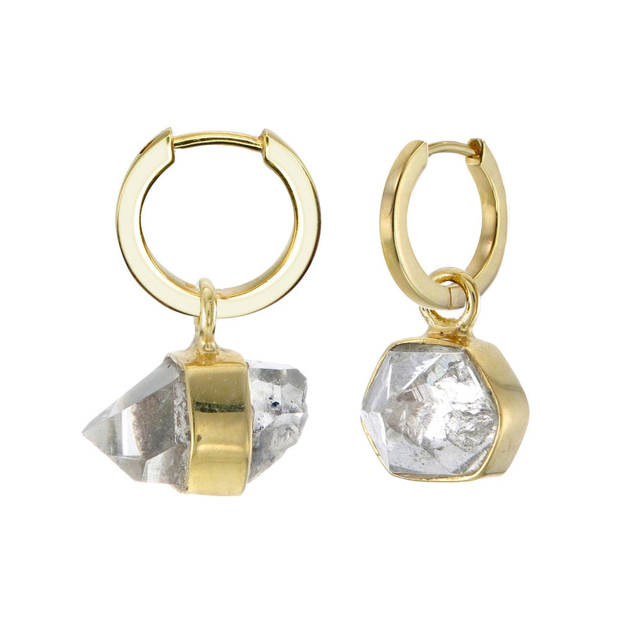 Diamond Quartz Gold Hoop Earrings