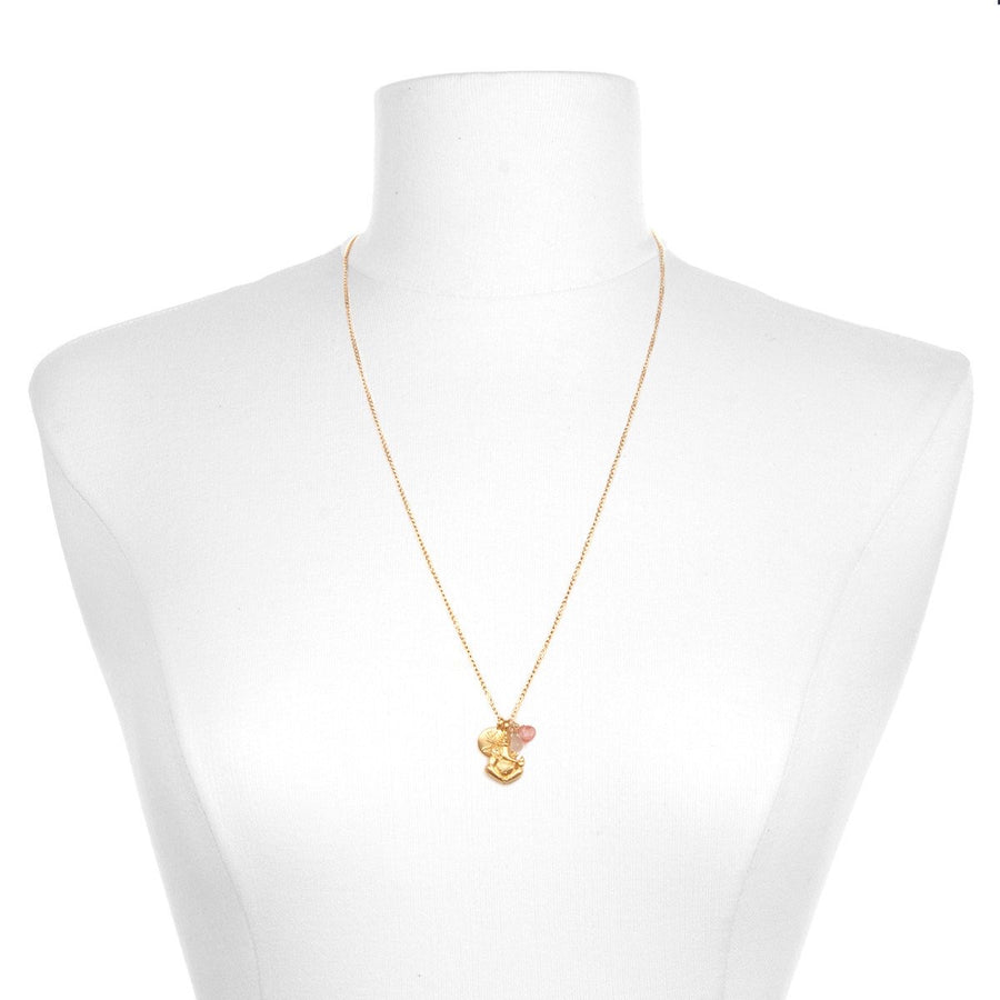 Clear the Path Necklace - Rose and Cherry Quartz Ganesha Lotus.