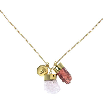 Crystal Powers Charm Necklace - Morganite and Garnet
