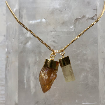 Crystal Powers Charm Necklace - Scapolite & Citrine