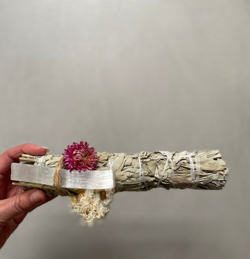 White Sage and Selenite Smudge Sticks